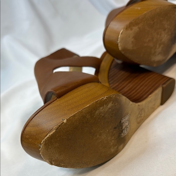 MICHAEL KORS, Josephine, Brown Leather Wedge Sandals, women, Sling Back, 9.5M - Picture 5 of 13
